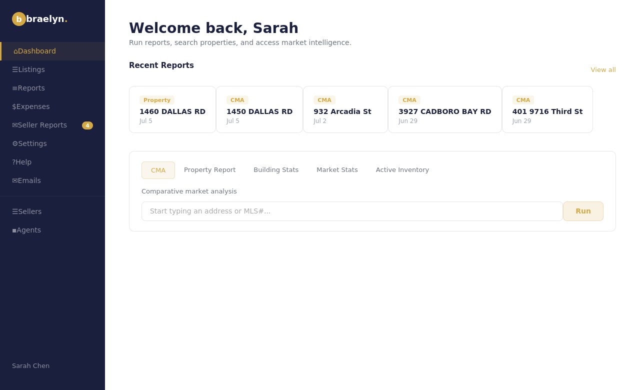 braelyn agent dashboard