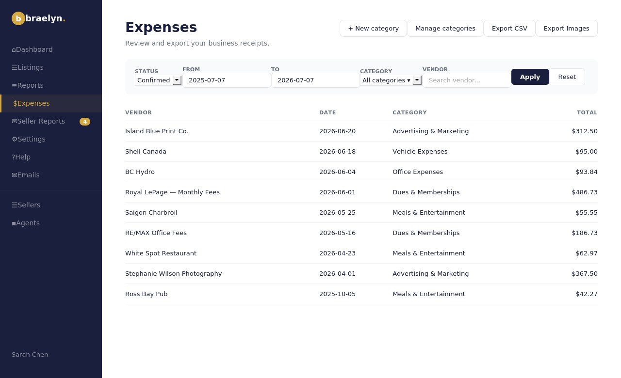 braelyn expense tracking