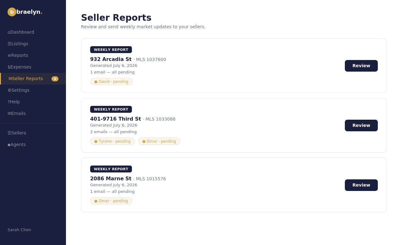 braelyn seller reports